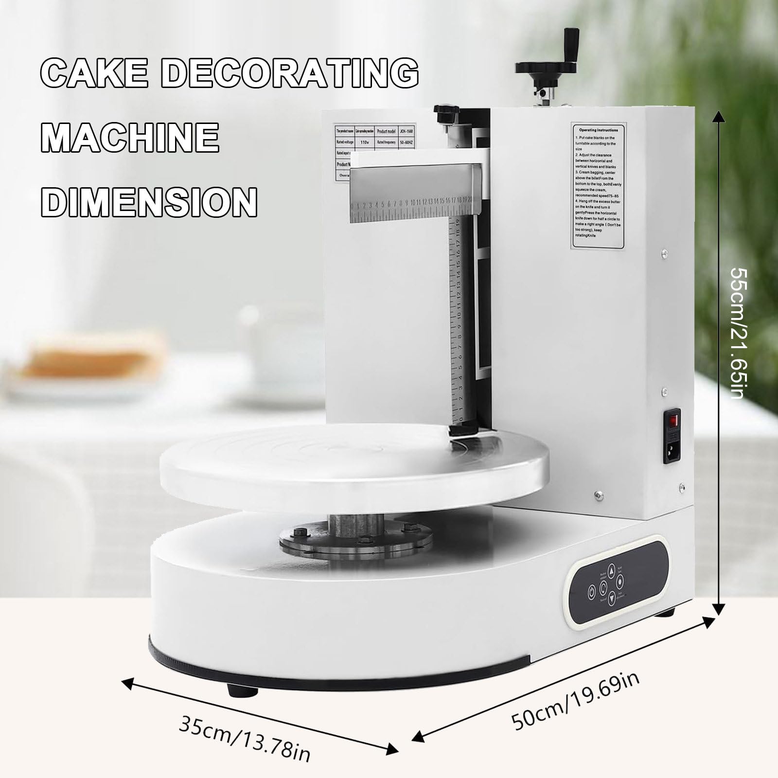 Macchina per decorare torte, spalmatrice automatica in acciaio inox con manico verticale e display LCD per torte da 10-30 cm