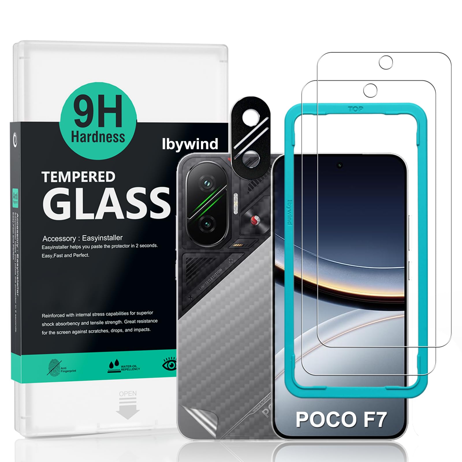 Amazon.co.jp: Ibywind 対応 Xiaomi Poco F7 5G ガラスフィルム 2 枚