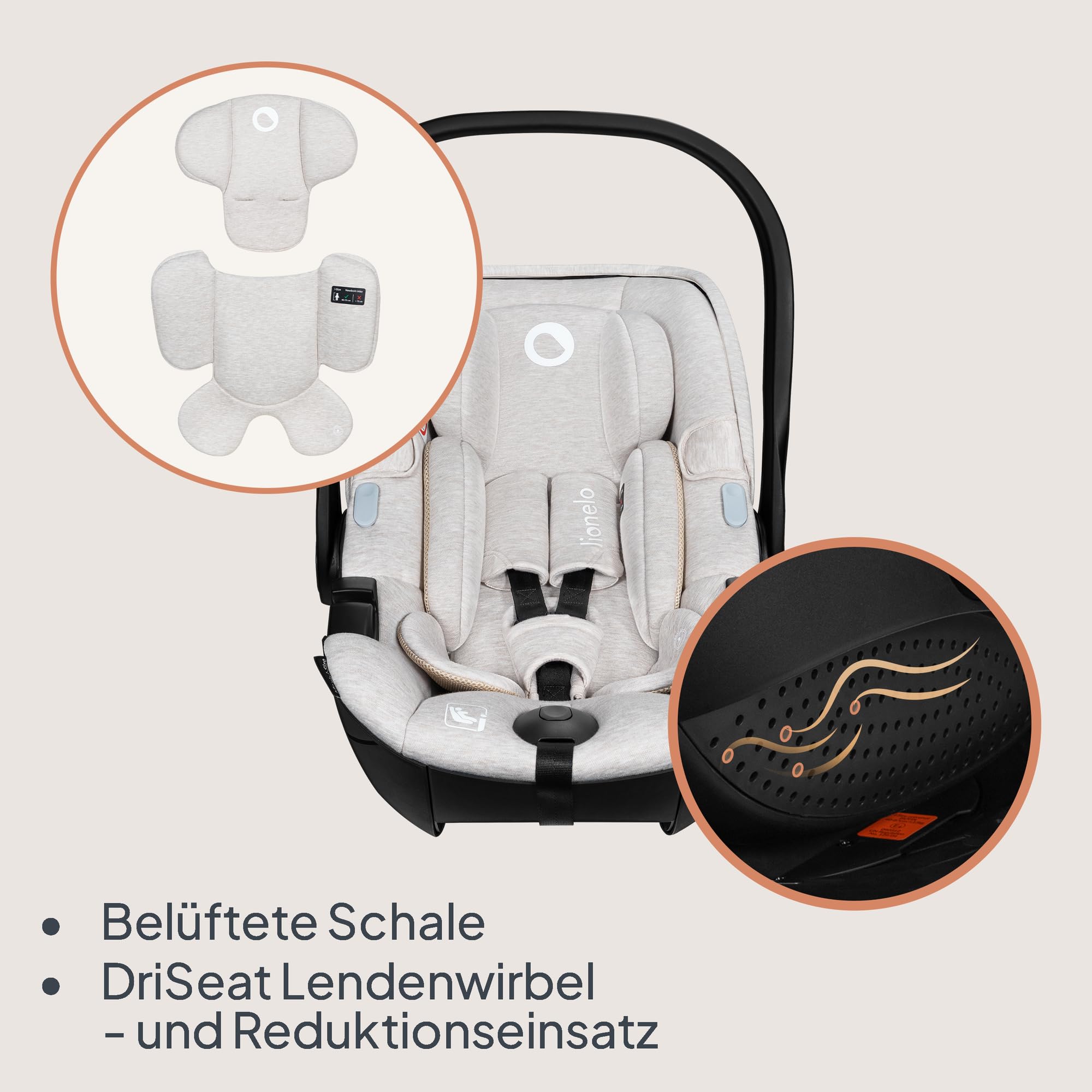 LIONELO MOXIE i-Size Kindersitz 40-87 cm, Babyschale Gruppe 0+ | rückwärtsgerichtet, Kopfstütze verstellbar, Seitenschutz, i-Size R129