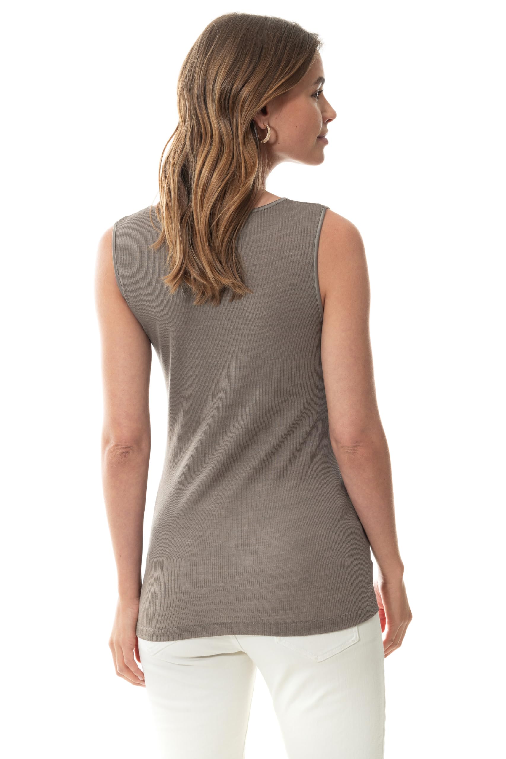 Mey Damen Top - Als Top- oder Unterhemd mit Rundhalsausschnitt und floraler Spitzenverzierung am Dekolleté - Serie Wool Love - 65013