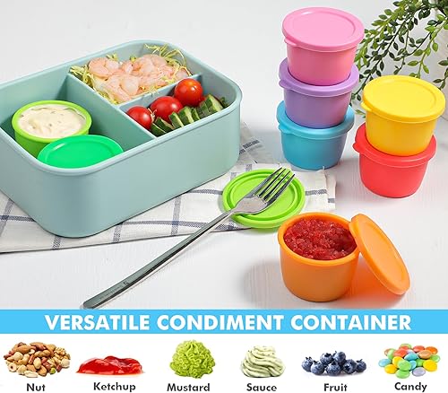 Miniatura 5 de KOLUTI Recipiente para aderezo de ensalada de 2.4 onzas, paquete de 8, taza de silicona antiadherente para condimentos con tapa, caja de