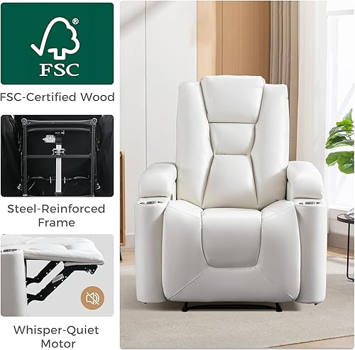 Miniatura 19 de ANJ Silla reclinable eléctrica de piel sintética, asiento de cine en casa suave para sala de estar multimedia, sillón reclinable de película con