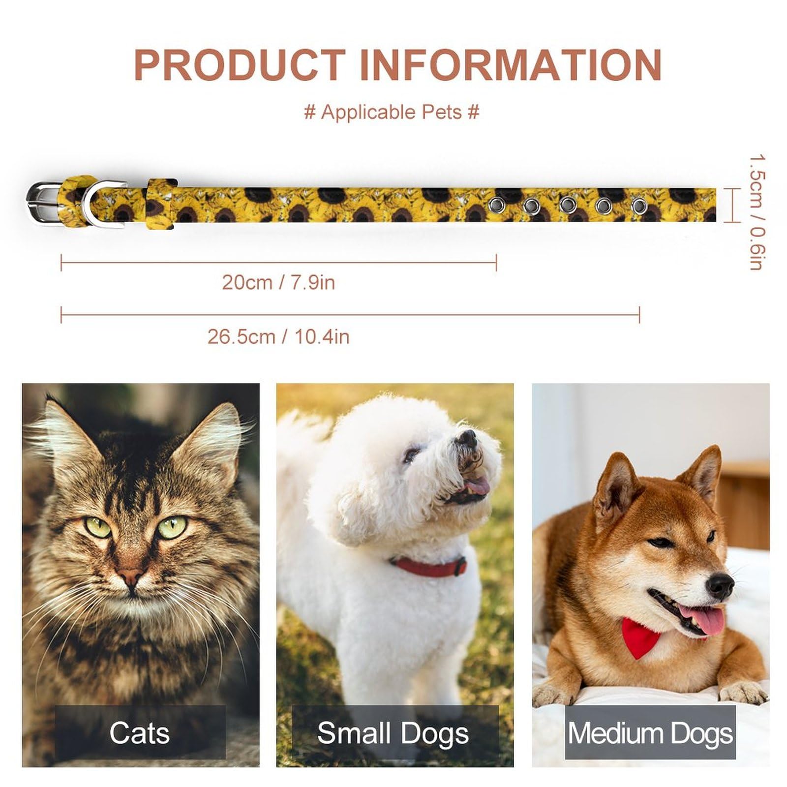 Amazon | ひまわり柄 犬 首輪 猫 首輪 ネコ 猫用 首輪 子犬 超小型犬 