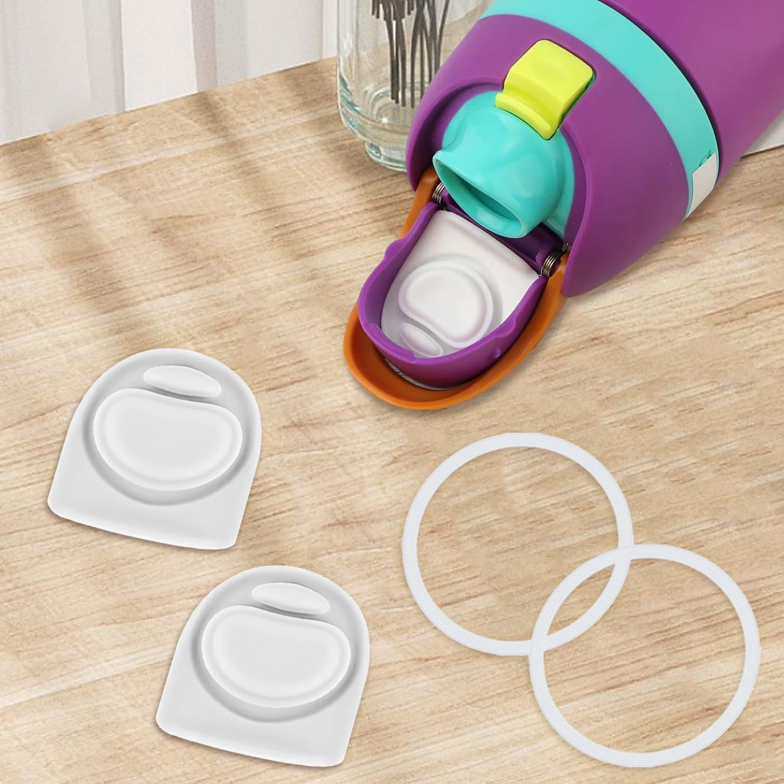 2pz Guarnizioni di Tenuta Bottiglie e 2pz Tappi di Ricambio Tappi per Owala Freesip 32/40oz, Accessori Tenuta in Silicone Senza BPA per Owala Freesip 16/19/24/32/40oz