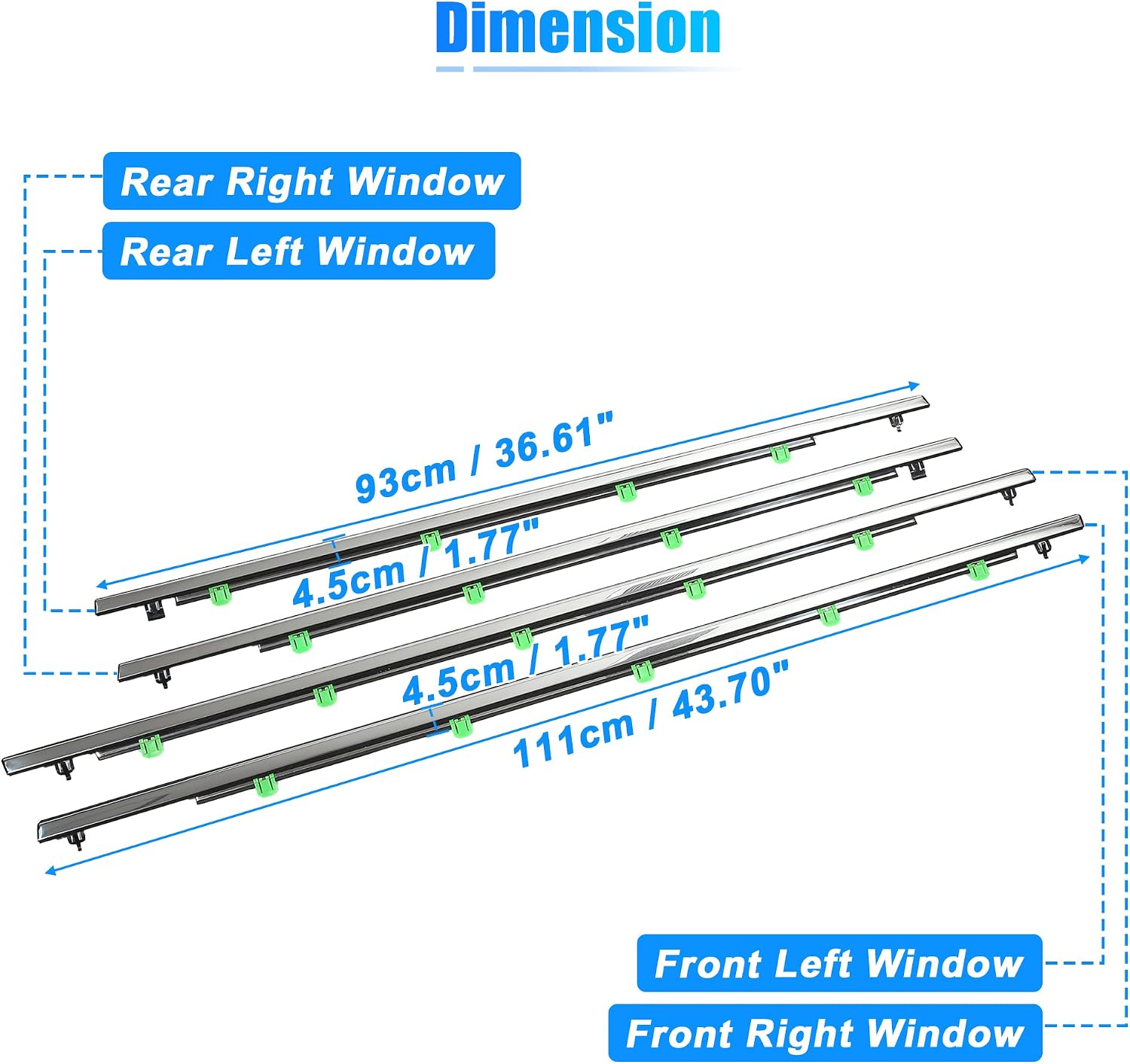 X AUTOHAUX 4pcs Weatherstrip Window Trim Seal Belt Car Outside Window Seal Belt for Honda CR-V 2007-2011 72450-SWA-A01 72410-SWA-A01 72950-SWA-A01 72910-SWA-A01 Sweep Felt Trim Chrome
