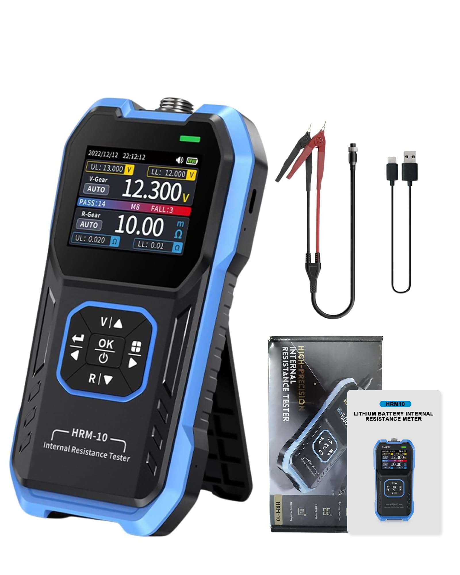 HRM-10 Batteria ad alta precisione Tester di resistenza interna 1-100V 20mΩ-200Ω 1KHz AC Data Storage Design portatile per auto, elettronica e fai da te GOLDCHAMP