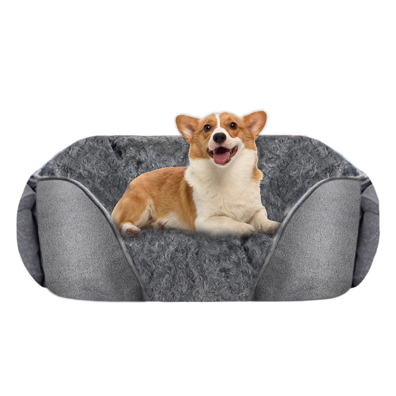 BORDEAG Cesta para Perros,60 * 45 * 14 CM Cama Perro,Cama para Perros,Antideslizante Cama Antiestres para Perros Y Gatos Pequeños,Medianos Y Grandes,Fondo Antideslizante,Gris