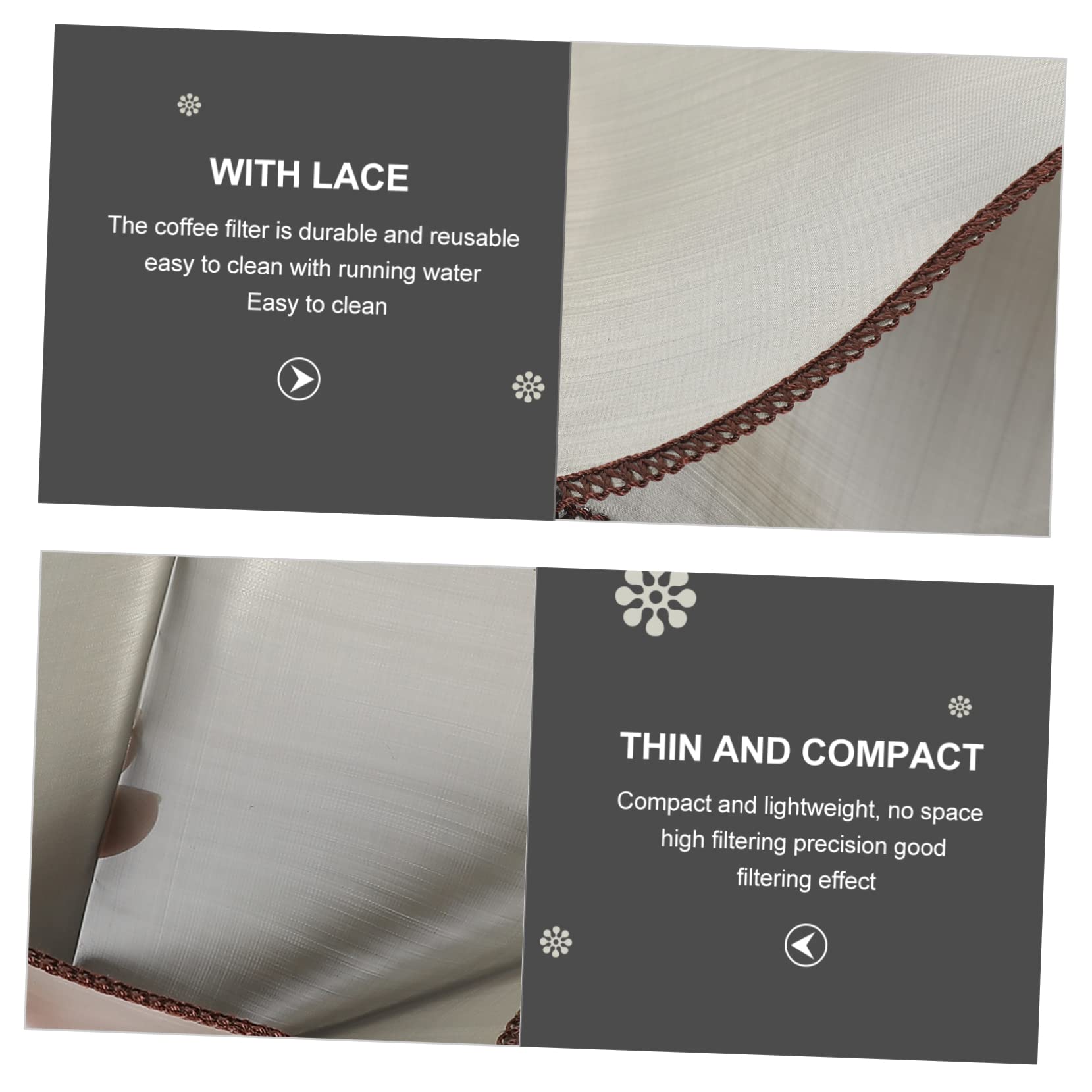 Housoutil 2pcs Stainless Steel Reusable Coffee Cone Filter Washable Coffee Dripper for Mellow Brews Kitchen for Cups Design