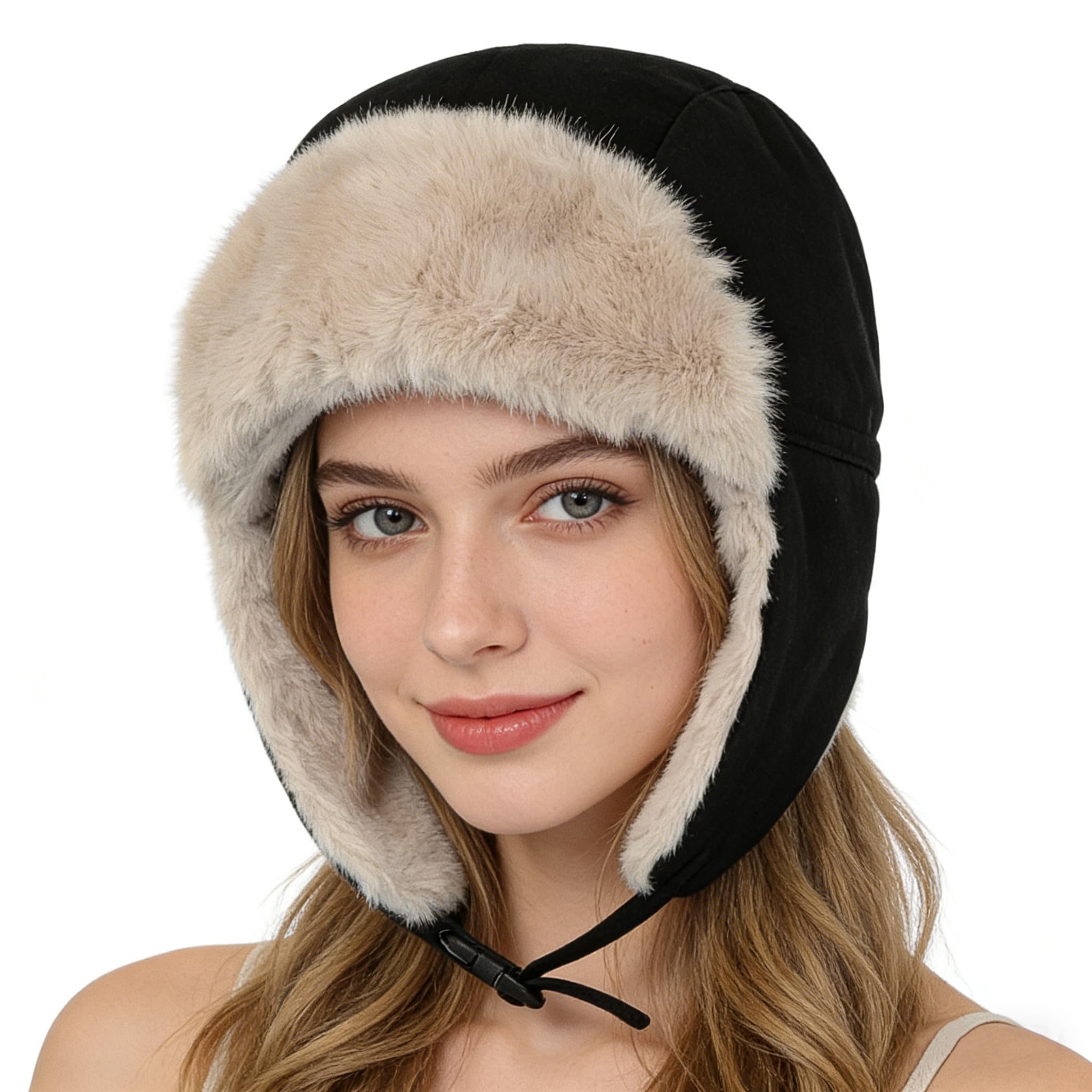 Women Winter Hat With Ear Flaps Winter Trapper Hat Faux Fur Hunting Hat Winter Earflap Hat Ushanka Hat Warm Fleece Lined Pilot Hat Ski Cap Windproof Ear Protection Cycling Cap With Earmuffs