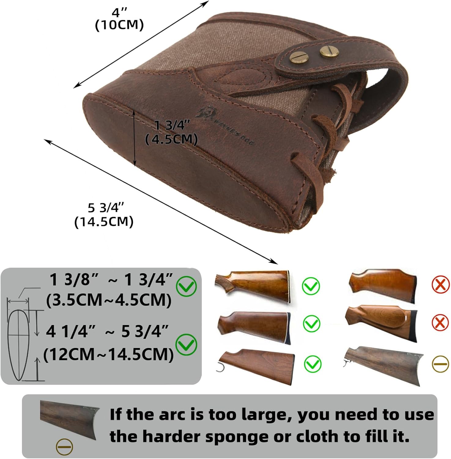 Canvas Leather Buttstock Gun Recoil Pad with Adjustable Shotgun Sling for Hunting Rifle