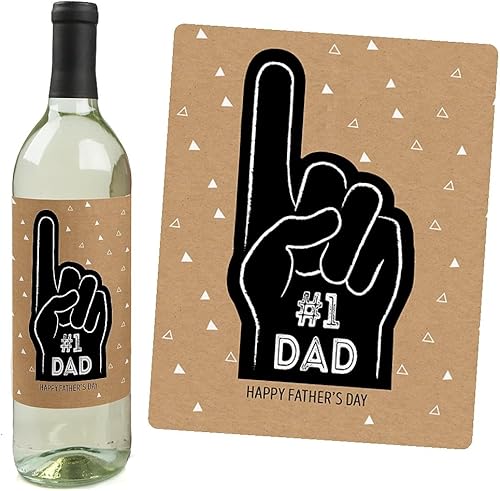 Miniatura 2 de Big Dot of Happiness My Dad is Rad - Regalo del Día del Padre para Hombres - Calcomanías para etiquetas de botellas de vino - Juego de 4