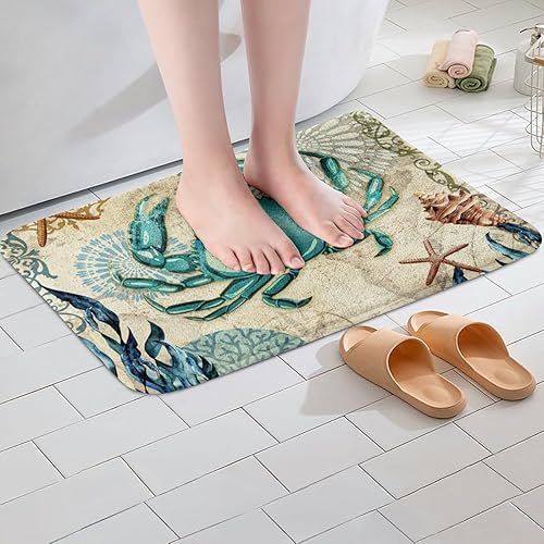 Vista 66 de Erosebridal Alfombras de baño azul marino para decoración de ducha, tapete de baño retro teñido anudado, tapete de puerta de vellón de acuarela
