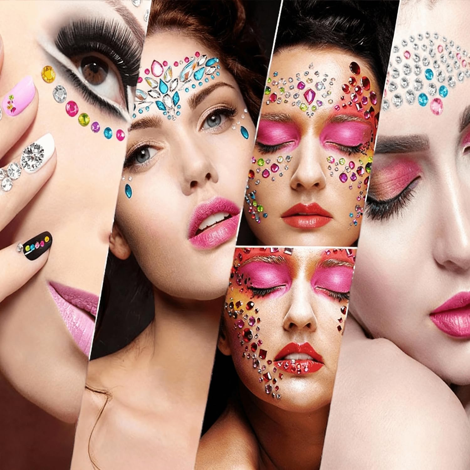 1336 pcs Gem Stickers for Crafting, Face, Eye, and Body Makeup, DIY Decoration, Kids' Rewards, Sparkling Acrylic Rhinestone Jewel Stickers