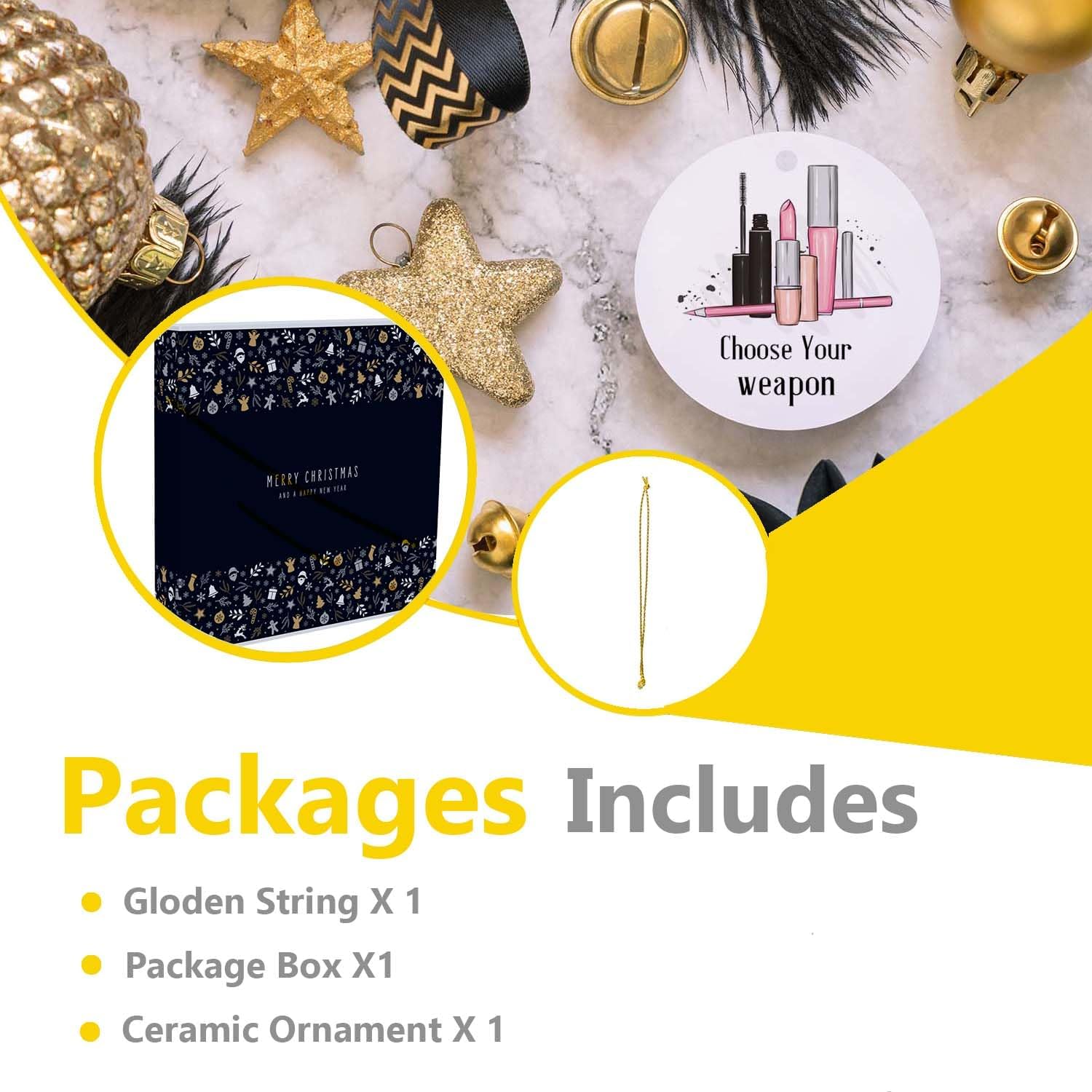 Cosmetic Christmas Ornaments for Girls,Woman,Lady,Makeup Artist,Beautician,Xmas Tree Hanging Ornaments Ceramic Keepsake - Image 5