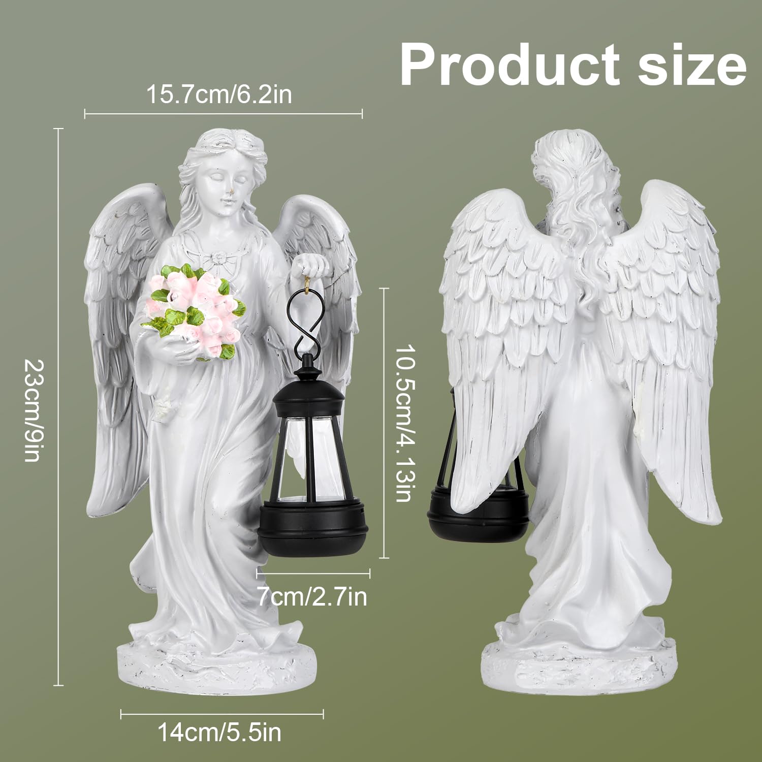 Engel Gartenstatuen, Grabschmuck Wetterfest: Grabengel, Außen Friedhof Deko, Wetterfeste Grabdeko aus Harz, Engel für Grab, Frostsichere Grabschmuck Wetterfest Dekoration, Grablicht