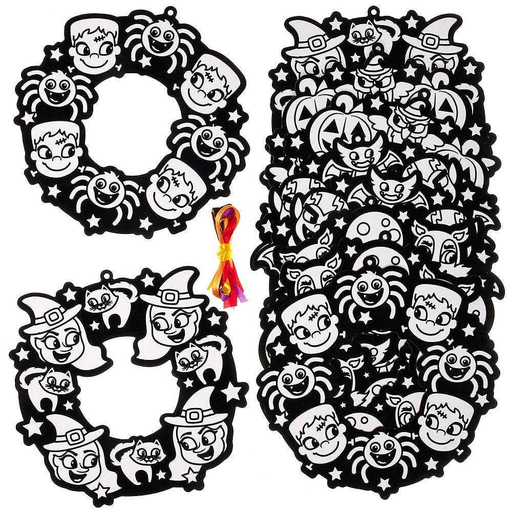 Baker Ross FX209 Halloween Colour in Fuzzy Art Wreaths, Pack of 10 - Image 3