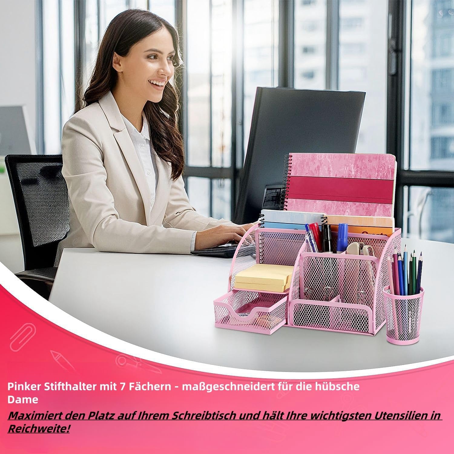 Yuragim Schreibtisch Organizer Schwarz, Mesh Metall Stiftehalter