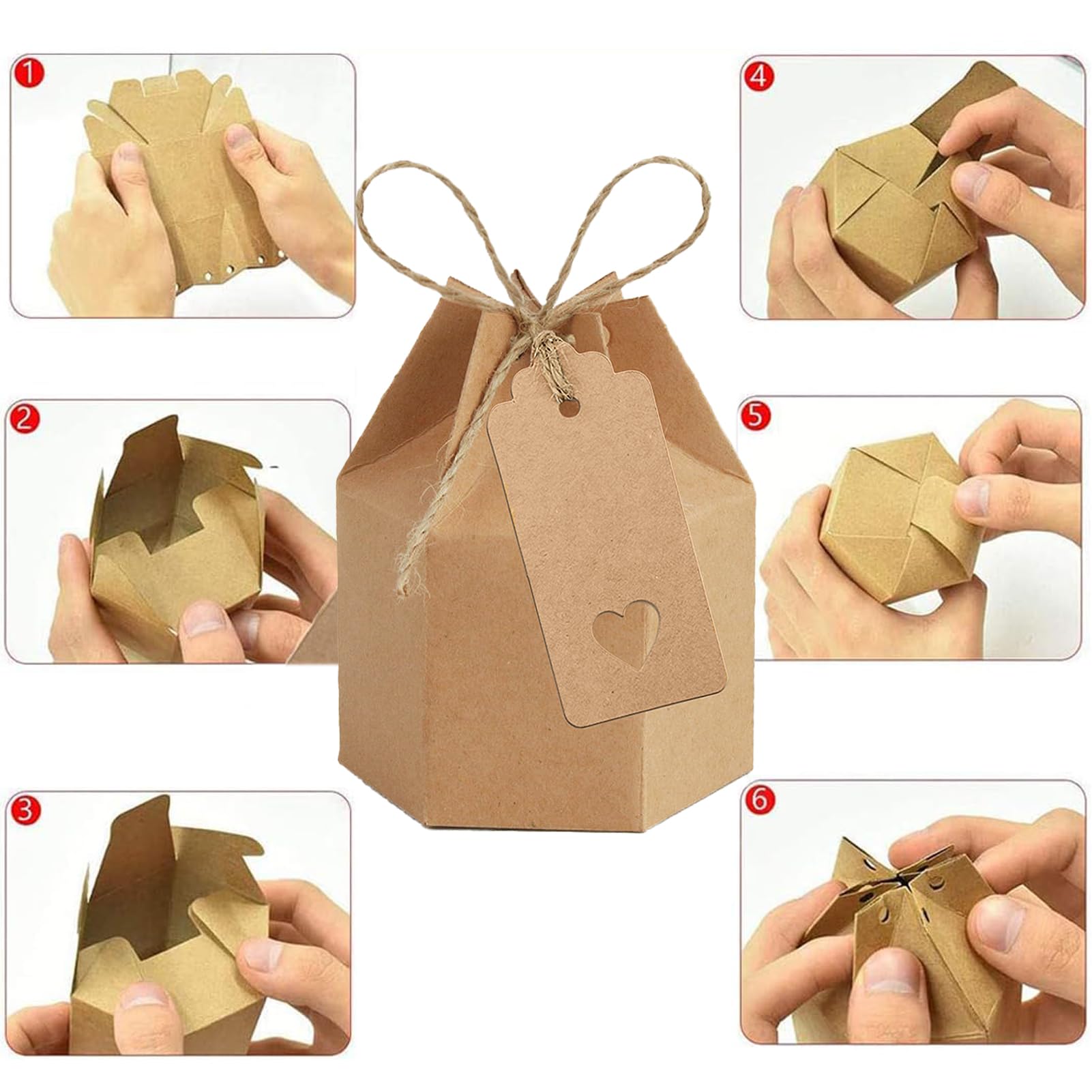 50 Pcs Prince Boîte à Dragées Bonbonières Bapteme avec Corde de Chanvre, Elegant Boite à Cadeau