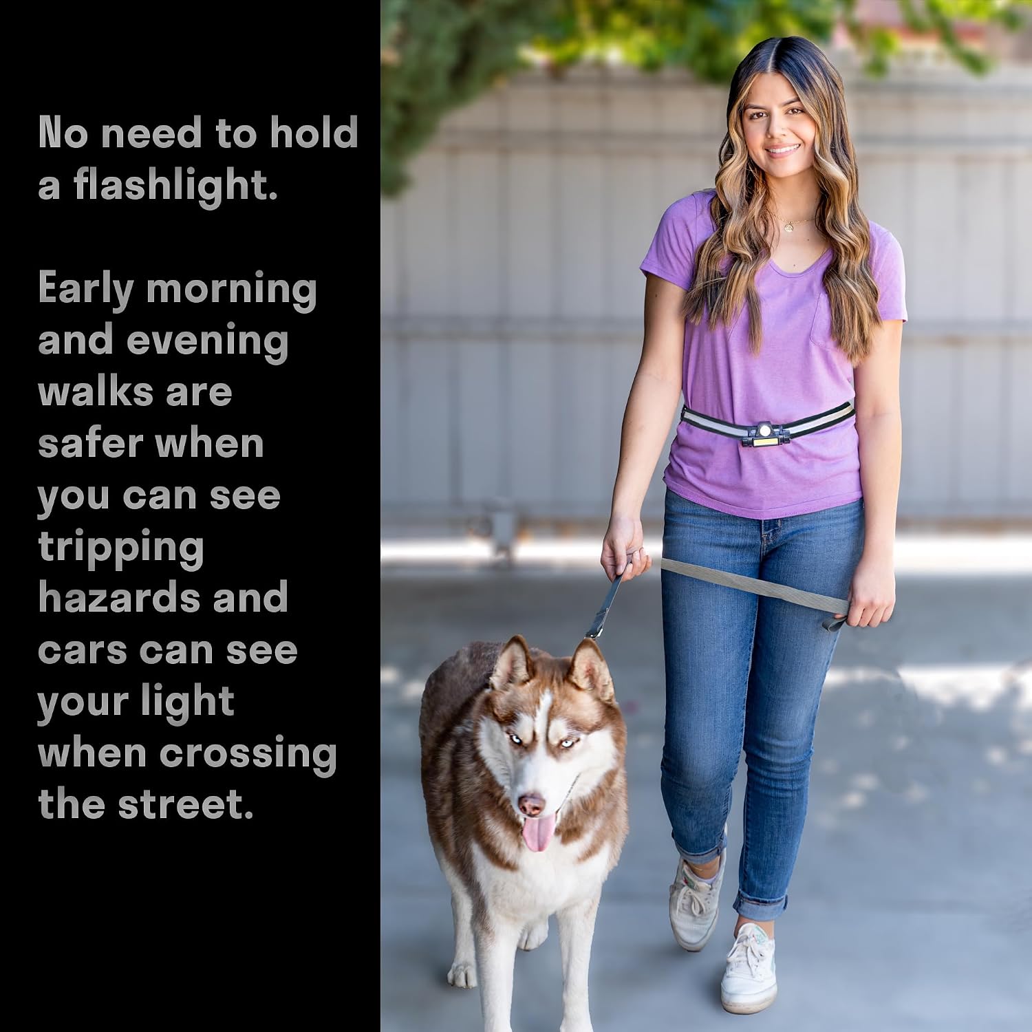 Night Running Light with Reflective Belt, Bright LED Light to See & Be Seen, USB Rechargeable, for Runners & Dog Walking Ajustable from Small to Large