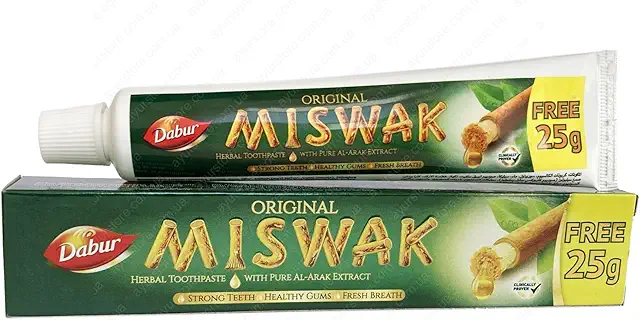 Dabur Meswak Miswak Zahnpasta, geschmacksneutral (2x75g) - Natürliche Zahnreinigung