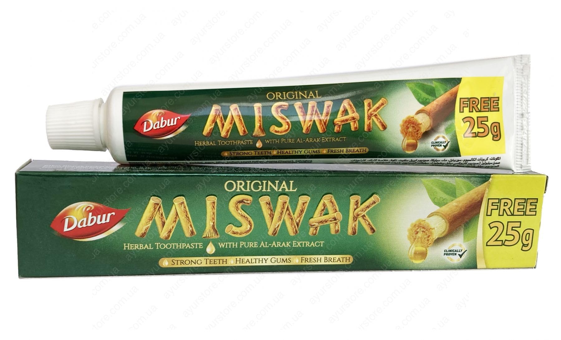 Zahnpaste Meswak (MISWAK – Siwak) *Original DABUR* (2 x 75 g), geschmacksneutral