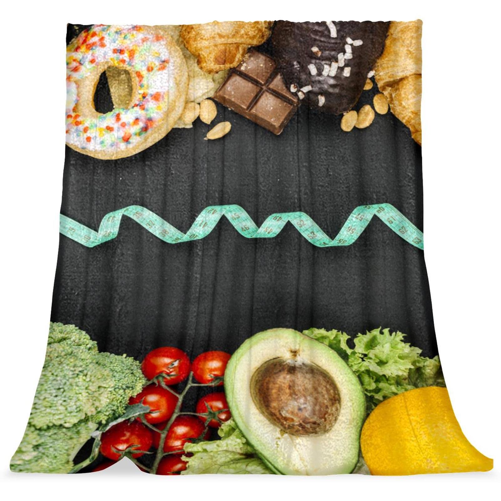 Couvre-lit moelleux au motif avocat et tomate pour chambre d'enfant