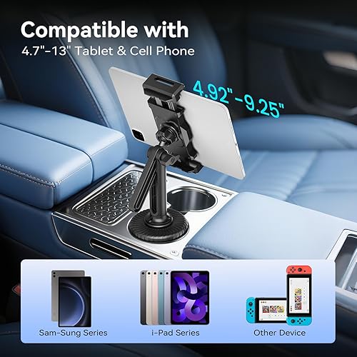 Miniatura 8 de KDD Soporte para tablet para automóvil, soporte para iPad de automóvil, soporte para iPad para camión, soporte universal para portavasos de