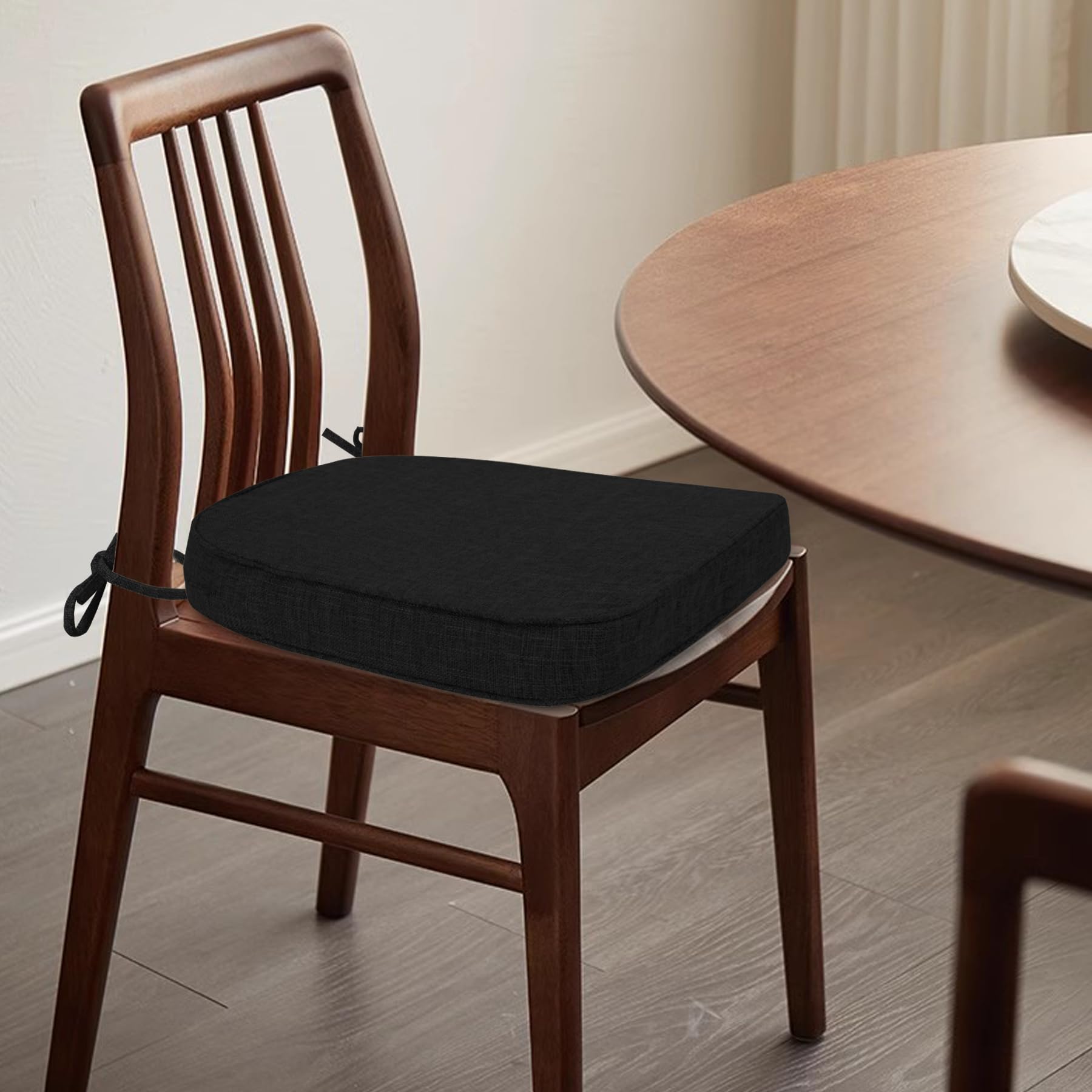 FlyGulls 4-pack stoelkussens voor eetkamer, kantoor, keukenstoelen, 19 x 19 stoelkussens en kussen, comfortabel zitkussen met banden (grijs fluweel