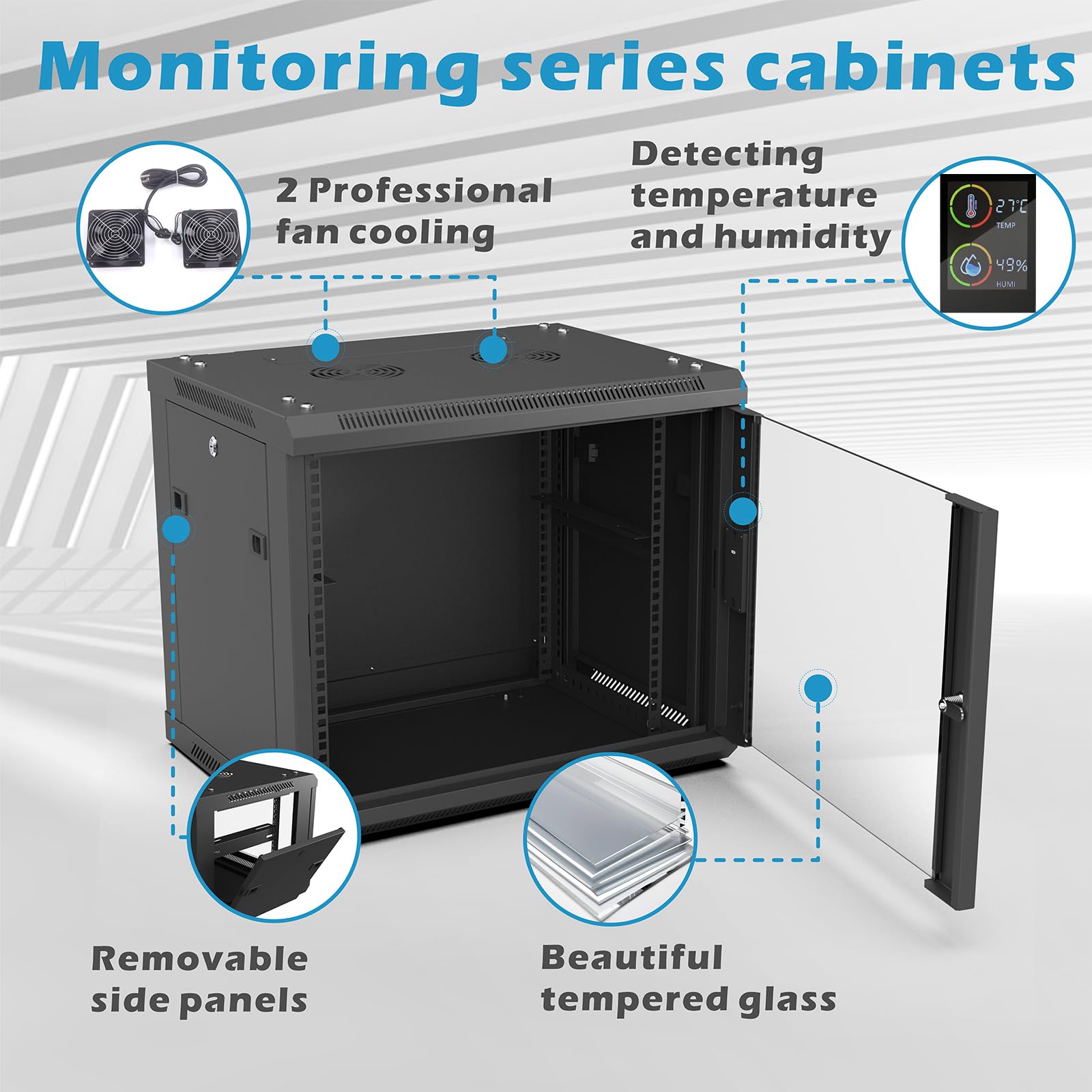 Wall 19 Inch Rack Server 19 Inch Wall Rack 9U Wall Mount Server Rack Cabinet - 450mm Depth With ...