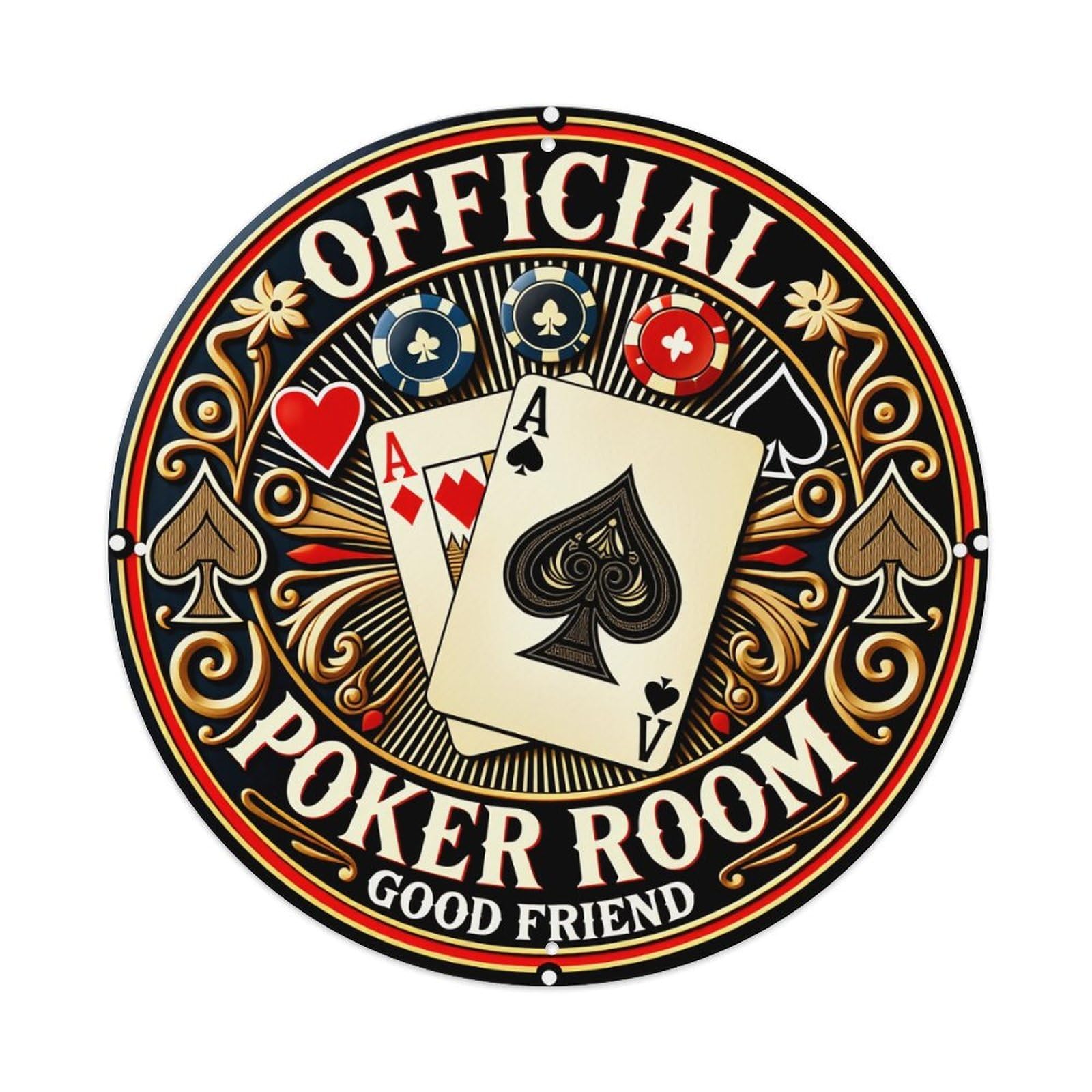 Official Poker Room Good Friend Metal Tin Sign Vintage Garden Bedroom Cafe Bar Man Cave Home Wall Decor Metal Poster 8x8 inches