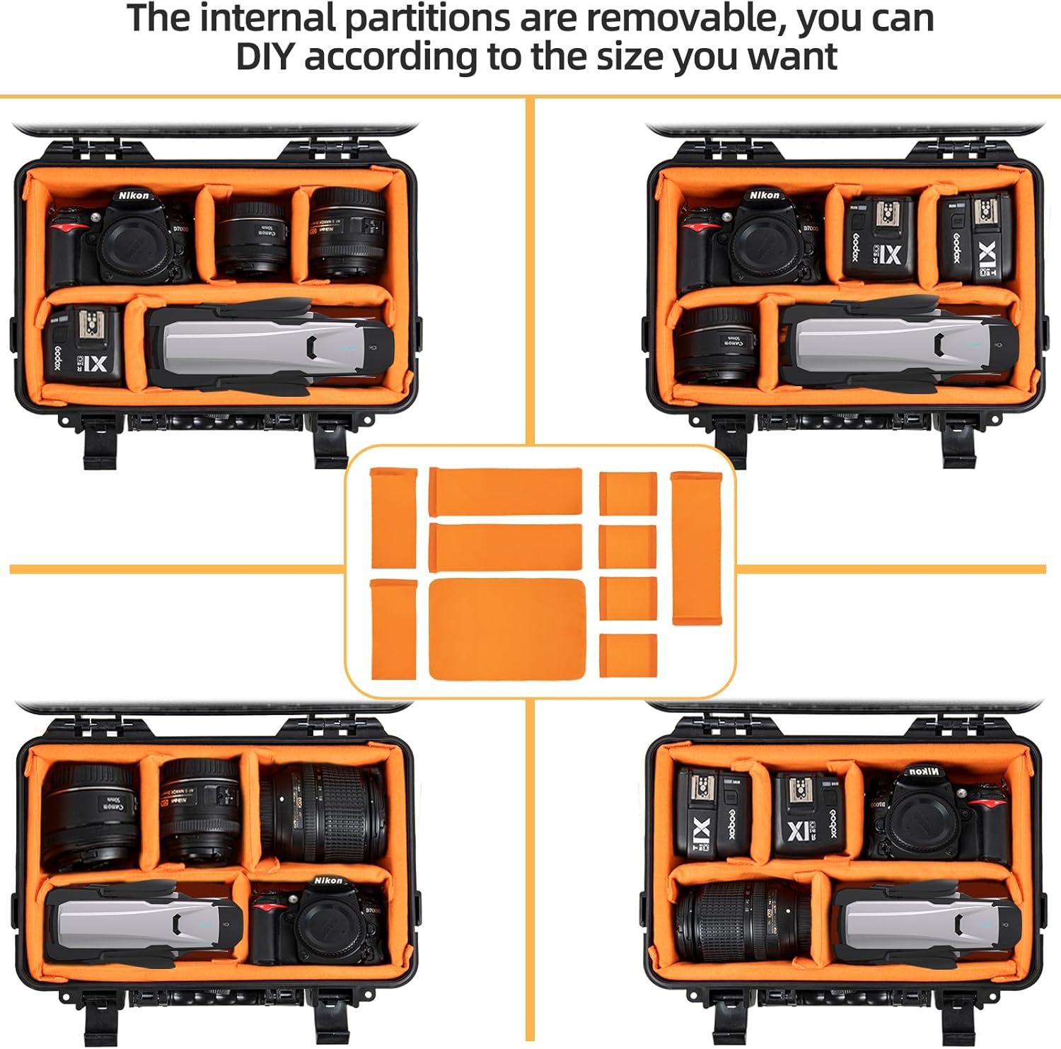 Protective Camera Case 11.8 X 7.5 X 4.3 Inch Shockproof Water-resistant with Adjustable Dividers (Can hold cameras, pistols, gear, equipment)