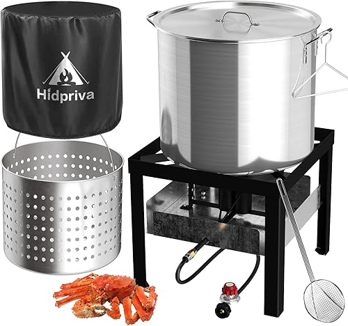 Miniatura 11 de Kit de freidora de pavo de 30QT y freidora de pescado de 10QT de Hidpriva, cubierta impermeable y escumador de 30,5 cm, estufa de quemador