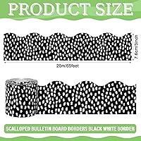 Vista 61 de Zonon 65 Feet Bulletin Board Borders Black and White Polka Dots Striped Grid Borders Decorative Straight Scalloped Wavy Rolled Trim Classroom Back