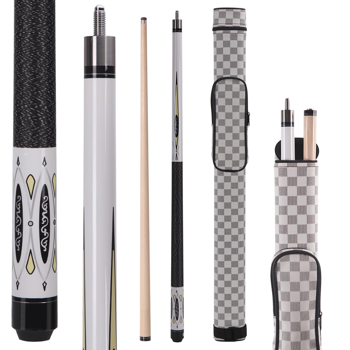 Bili Biliard Canadian Maple Pool Cue Sticks (10mm/11.5mm/13mm Tip Available), 58" 2-Piece Pool Sticks with Low Deflection Shaft,Billiard Sticks for Home, Bar, and Tournament Play (10mm with case)