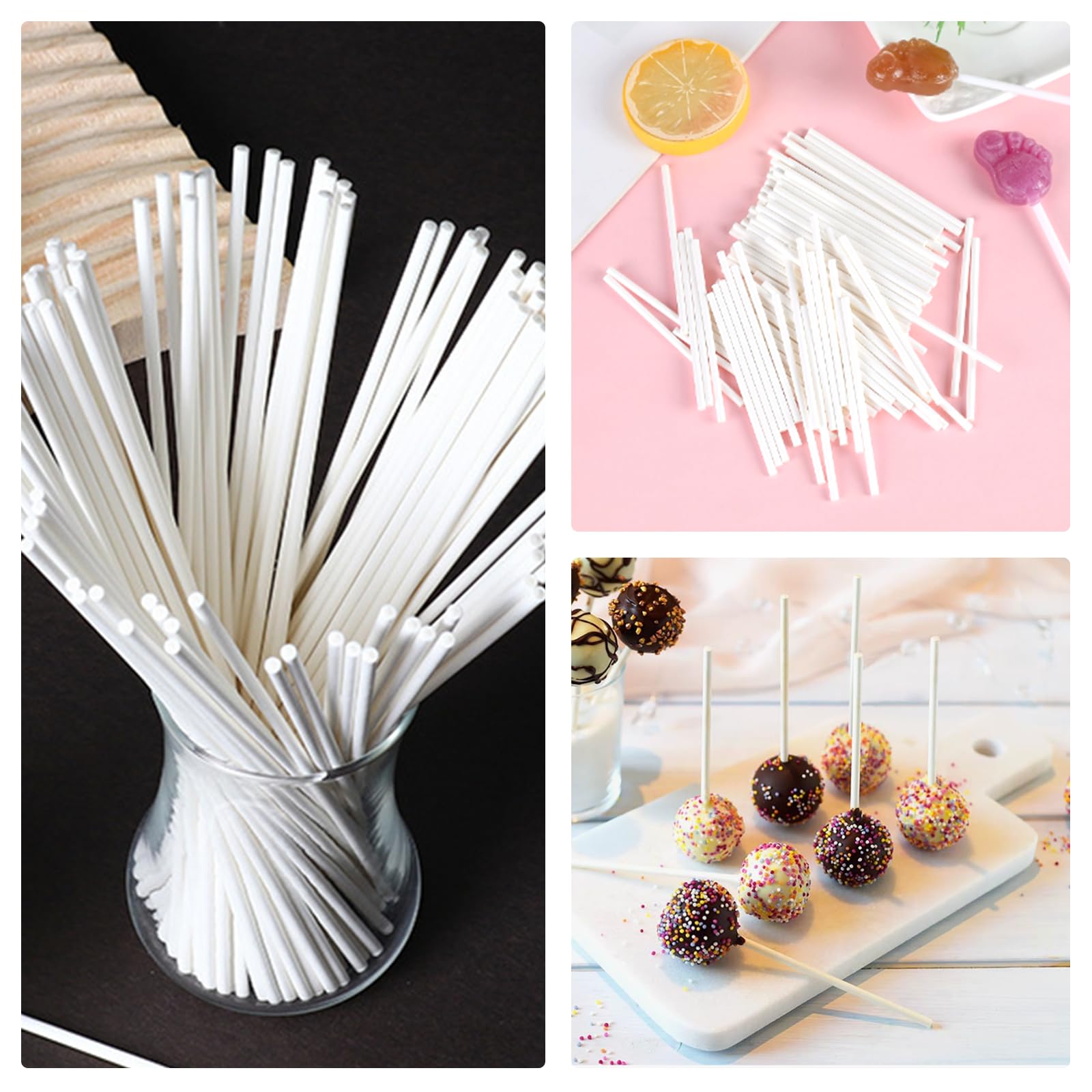 Baton Sucette Pop Cake 200 Pièces 10 cm 15 cm Bâtonnets en Papier Alimentaire pour Gâteaux Desserts