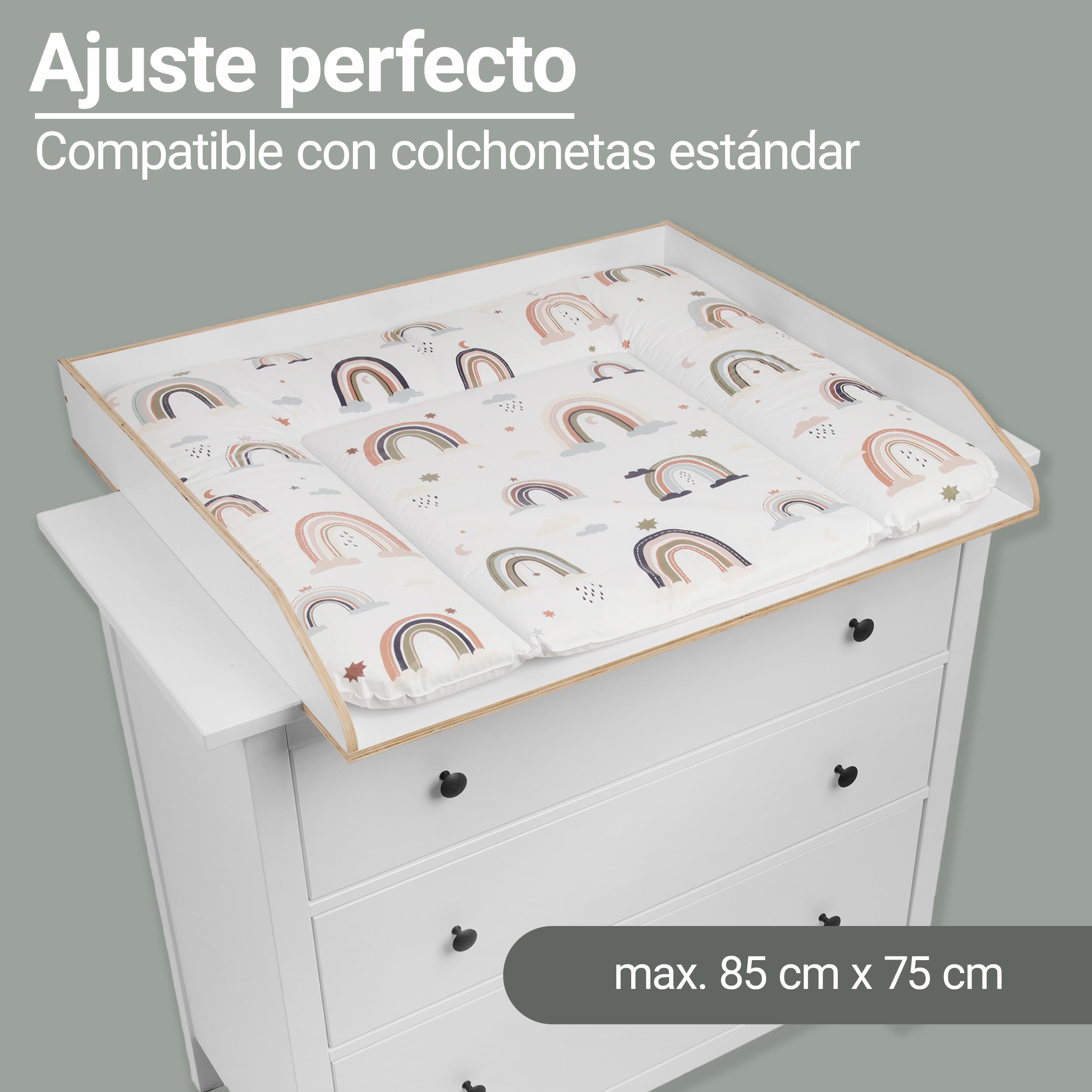 Jonka Adaptador para Cambiador Hemnes IKEA Cómoda de 108 y 160 cm | Cambiadores Bebé de Madera Natural para Cómodas | Certificado Bajo Normativa de Seguridad Europea DIN EN 12221 – Blanco