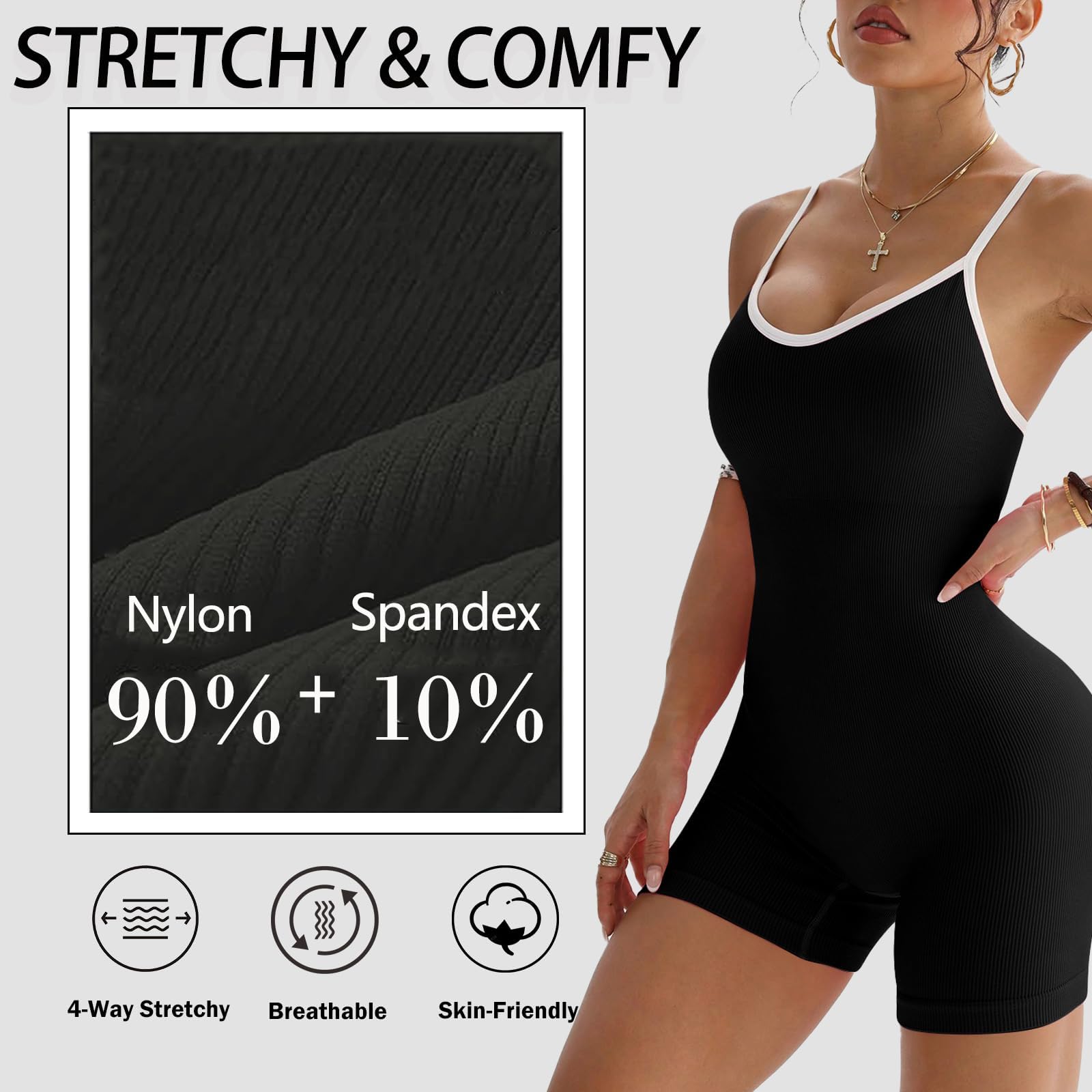Tuta Intera Donna Sportiva Elegante Tight Scrunch Butt V back Jumpsuit Tuta senza Slims maniche per sport senza schiena tuta yoga con tuta intera elasticizzata One Piece Palestra Bodysuit