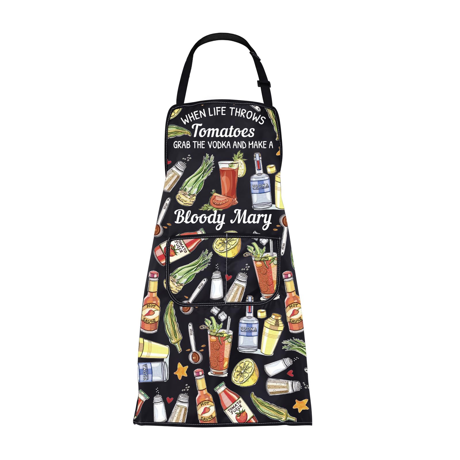 BNQL Bloody Mary Apron When Life Throws Tomatoes Grab Vodka And Make a Bloody Mary Gifts Vodka Cocktail Gift Bartender Apron