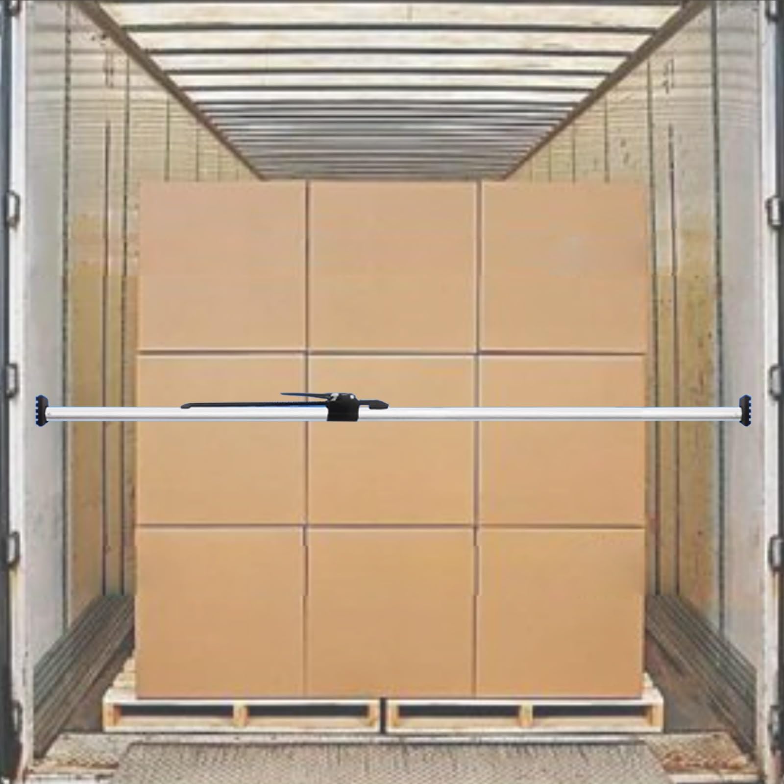 Trennstange, Aluminium-Ladungssicherung mit Ratschenmechanismus (1-4 Stück), verstellbare Ladungssicherungsstange aus leichtem Rundrohr mit Antirutschmatten, Spannstange für Ladeflächen (1 S