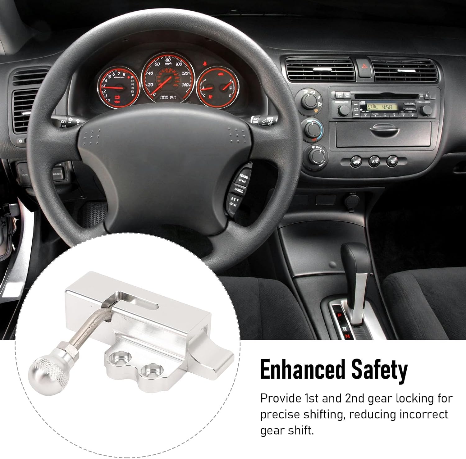Gear Shift Box Lockout: Metal 1St 2Nd Gear Locking Enhanced Safety Shift Box Lockout Replacement, Universal Compatible with H Onda C Ivic EM2 ES 2001-2005
