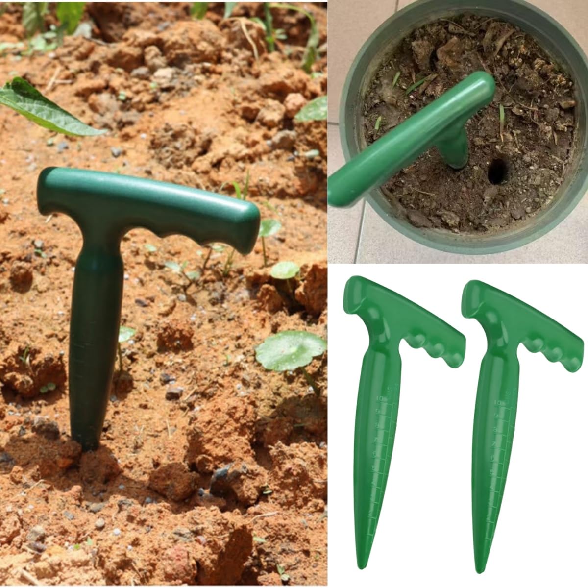 Plantoir à bulbes,2 Pièces Plantoir à main traditionnel,Plantoir Tout,semoir pratique,Pour faire des trous permettant de mettre en terre les jeunes plantes et les jardinières