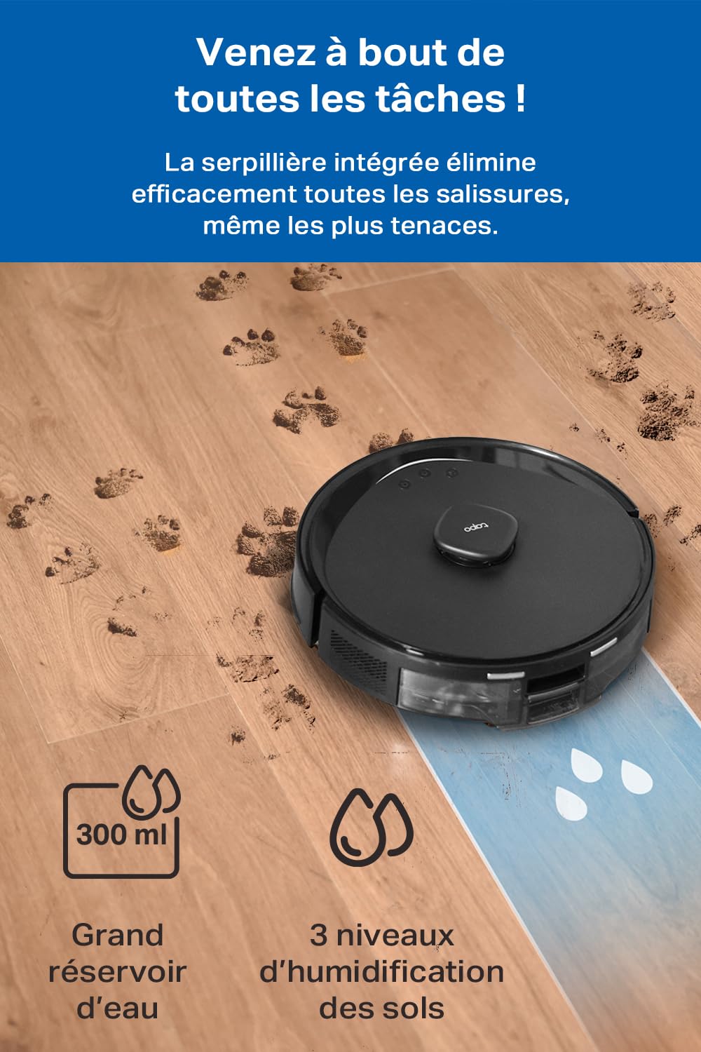 Tapo Aspirateur Robot Laveur 4 en 1 RV30Max Plus Vidage Automatique, Silencieux et Fin, Ultra puissante de 5300Pa, Navigation LiDAR, Auto-Charge Autonomie 150min, Tapis et Poils d'animaux