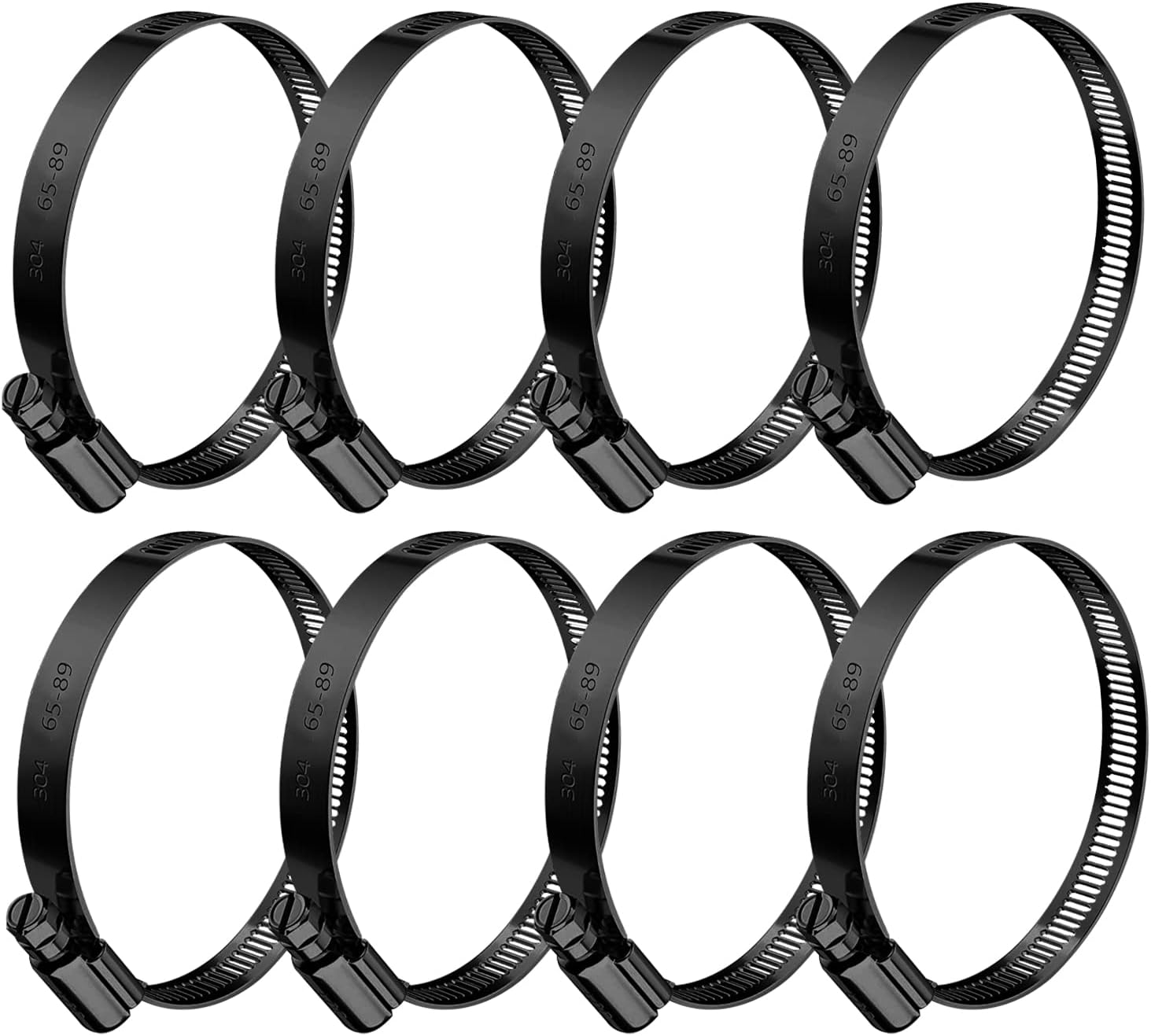 BOTTEN 8pcs Black Hose Clamp,3 Inch(6589mm) 304 Hose