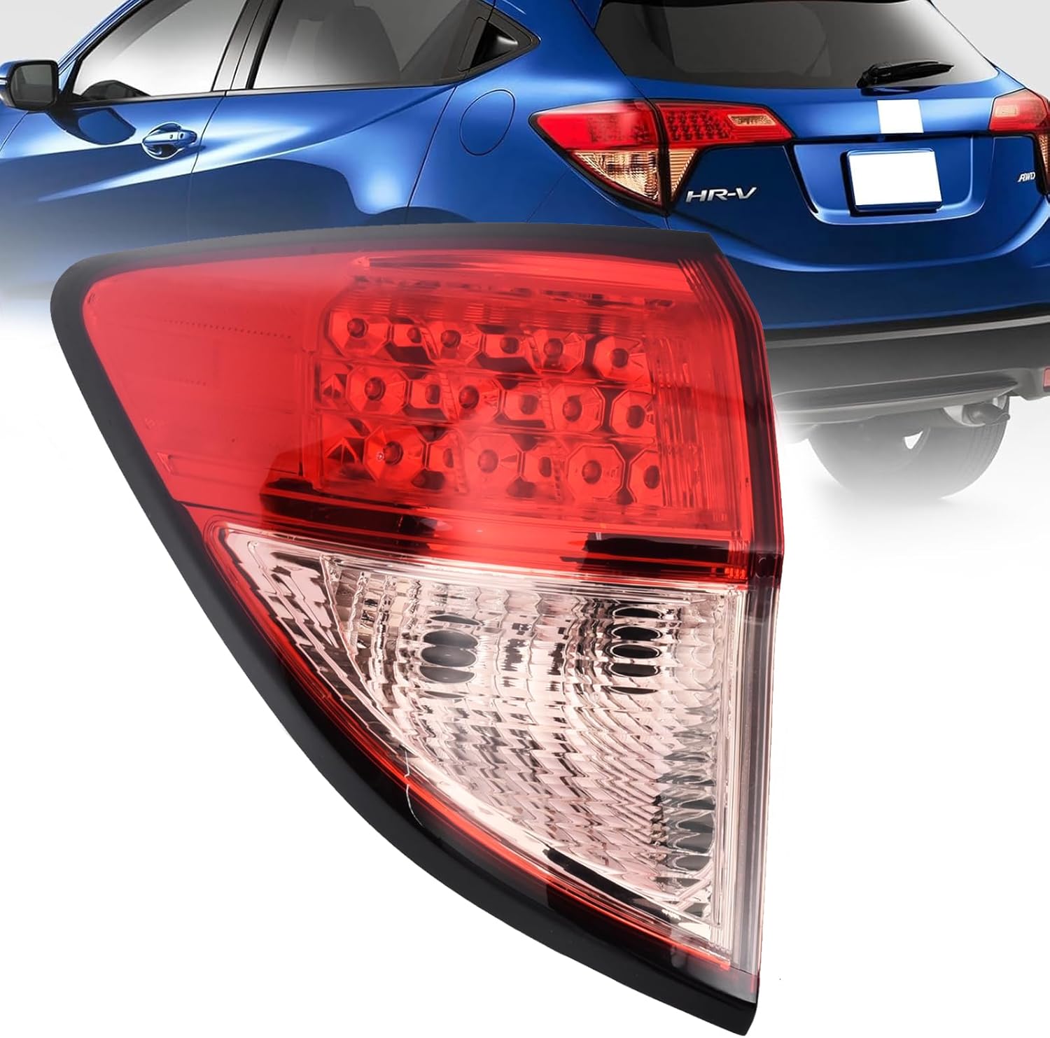LED Tail Light Assembly Fit for 2016-2018 Honda HRV HR-V,Taillight Brake Lamp Rear Light Replacement Left Outer Side Transparent Lens #HO2804109