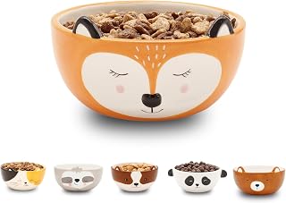 Winkee Müslischale Kinder Fuchs kleine Keramik Schüssel | Süße Bowl im Tierdesign für Müsli, Snacks und Desserts, originelle Schale für Kinder und Tierliebhaber