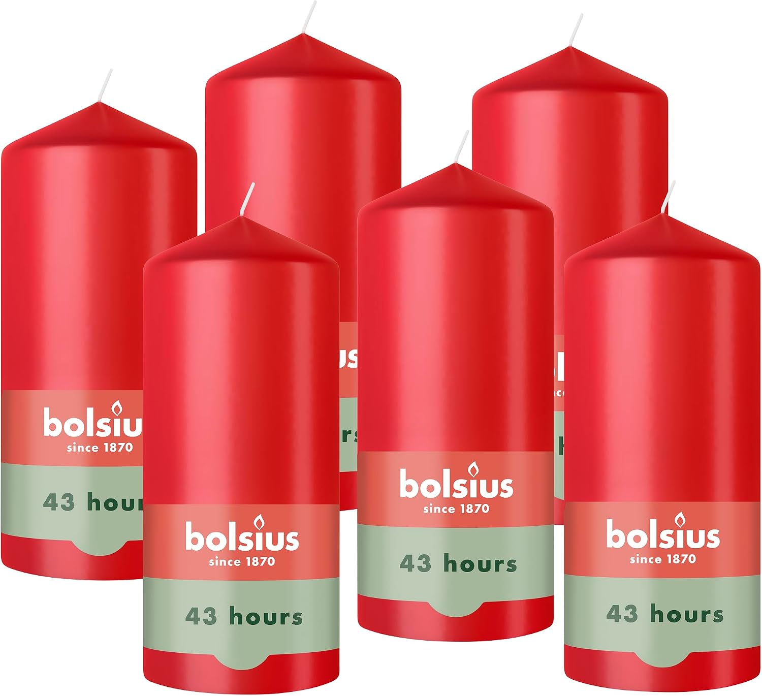 Bolsius – Essentials – Smooth Pillar Candle – red – 13 cm – Decorative Candles – Contains Natural Plant-Based Wax – Without Palm Oil