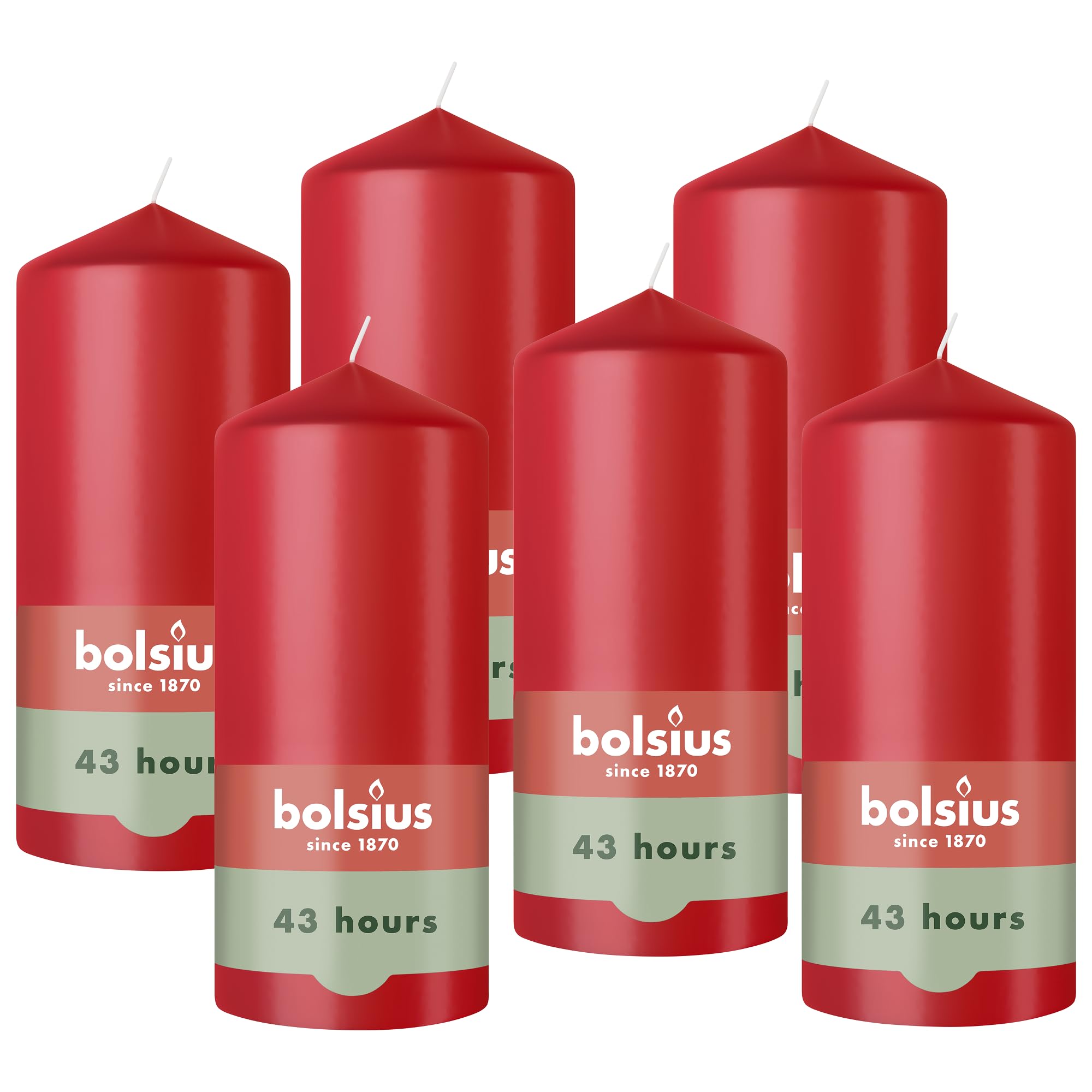 Bolsius – Essentials – Smooth Pillar Candle – red – 13 cm – Decorative Candles – Contains Natural Plant-Based Wax – Without Palm Oil