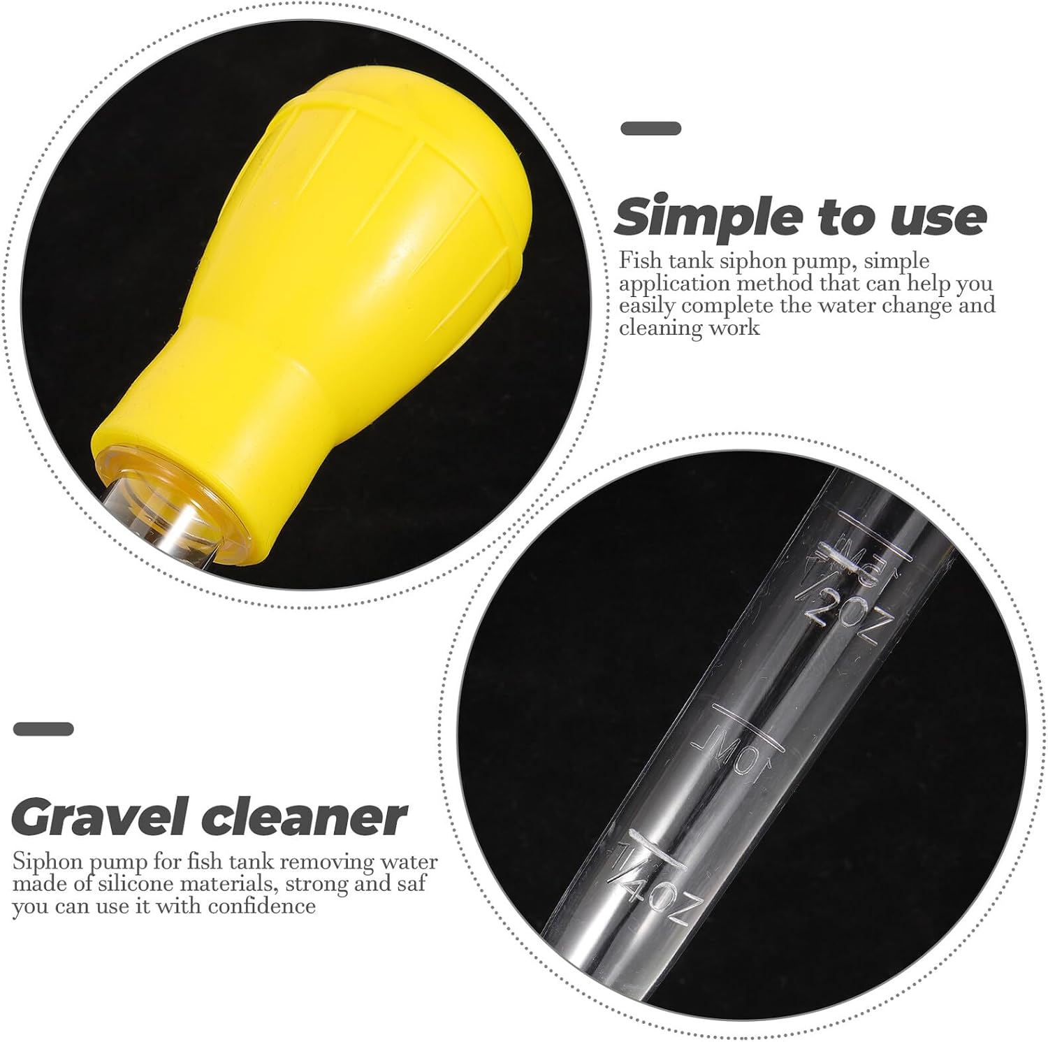 UPKOCH 2 Pieces Fish Tank Vacuum Cleaner Hand Siphon Pump with Extension Tubes 30ml and 50ml for Aquarium Gravel Cleaning and Water Changing in Fish and Turtle Tanks