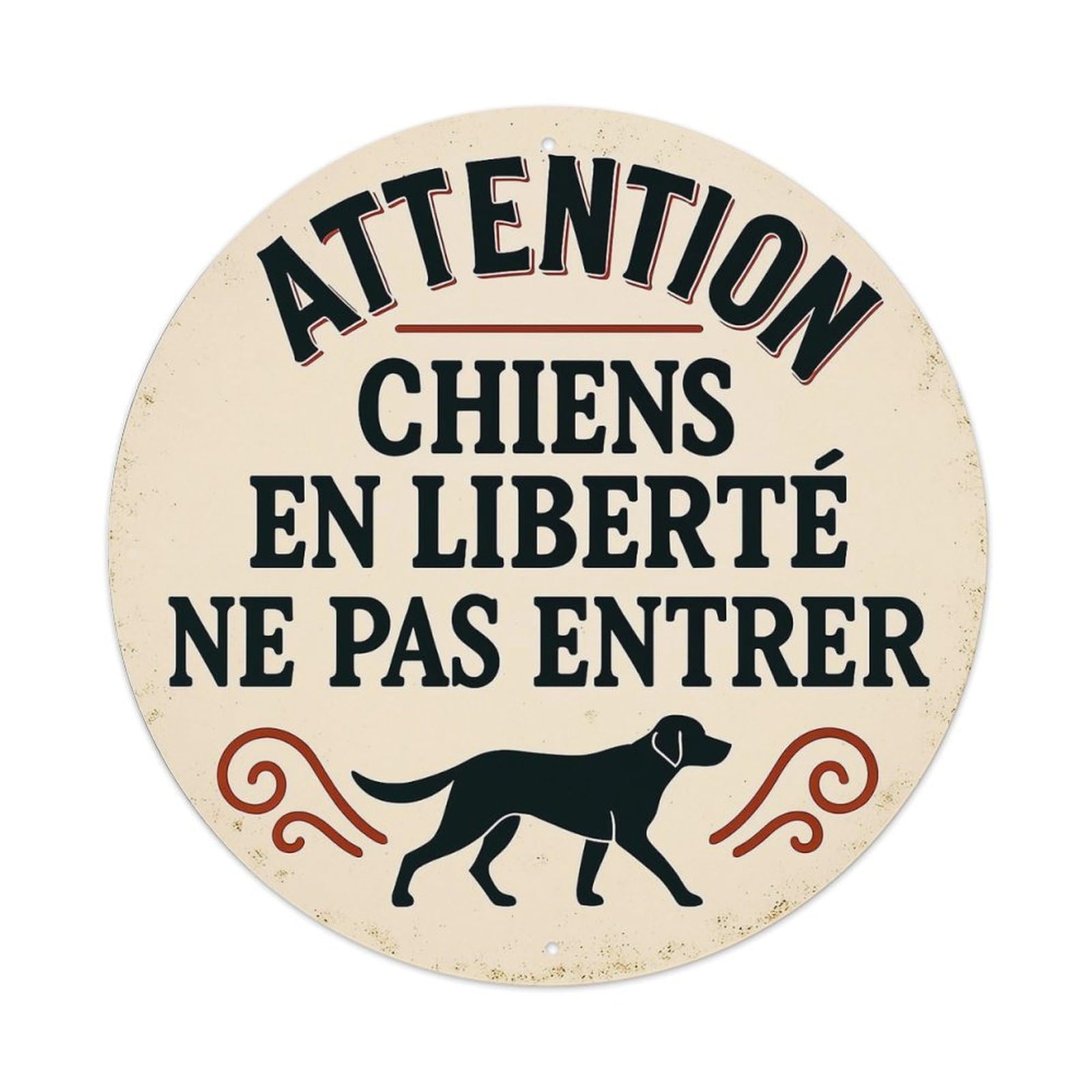 Attention Chiens En Liberte Ne Pas Entrer Metal Tin Sign Plaque