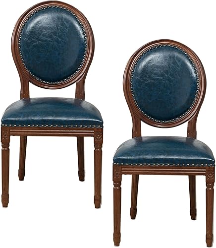 Miniatura 20 de JKGHK - Sillas de comedor, sillas de cocina de madera, silla lateral tapizada de cuero para habitación con respaldo redondo, juego de sillas de sala